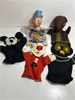 Lot of 5 vintage Hand Puppets Jiminy Cricket Santa