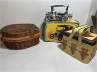 Vintage wicker basket tea set Touring model T