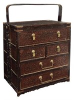 CHINESE PARCEL GILT FOUR DRAWER BOX
