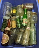 Rubbermaid Full of Antique Bottles and Jars
