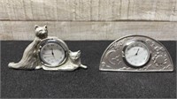 2 Small Seagull Pewter Clocks 1994-95