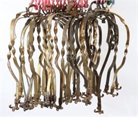 Antique Ornate Brass Hanging Oil Lamp Frames