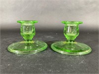 Set of Two Uranium Candlestick Holders