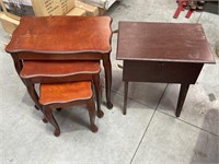 Set 3 x Side Tables and Piano Stool