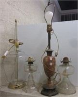(3) Antique glass oil lamps, table lamps, etc.