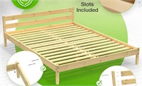 Queen Pine Wood Platform Bed W/ Headboard