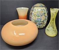 Vase and Decorative Ceramic Egg Collection