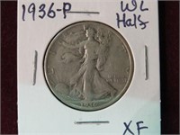 1936 P WALKING LIBERTY HALF DOLLAR 90% XF