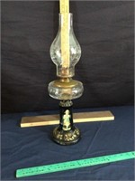 Rare vintage black glass oil lamp