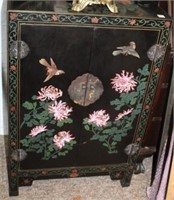 Painted & Carved 2 door Chinese Cabinet