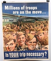 WWII US MILLIONS OF TROOPS ARE ON THE MOVE POSTER