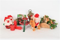 Vintage Christmas Santas, Reindeer, Lantern