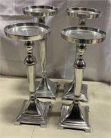 Set of 4 Matching Silver Candle Holders