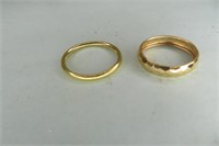 2 Gold Rings 18K  Sz 8 1/2 & 14K Sz 6 3/4