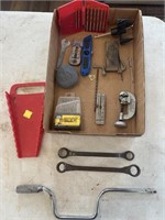 Drill bits, wrenches, pipe cutter, misc