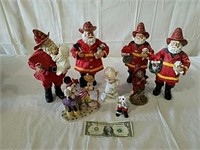 Fireman Santa figures, Disney and Precious Moments