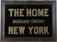 Home Insurance Company Reverse Glass Sign