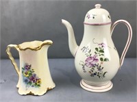 M Humphrey porcelain pitcher and floral porcelain