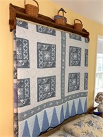 Vintage Wall Mounted Quilt Rack w/ Folk Quilt