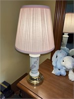 Vintage Brass & Porcelain Table Lamp w/ Shade