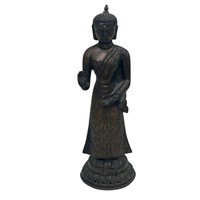 Vintage Chinese Brass Buddha Figurine - 11 Inches