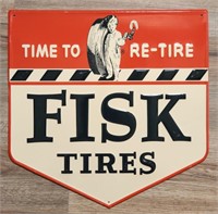 Fisk Tires Embossed Advertising Sign. Measures