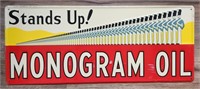 Monogram Oil Embossed Advertising Sign. Single