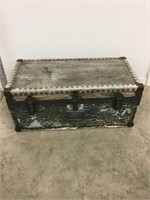 Vintage Military Footlocker Trunk with inner Tray