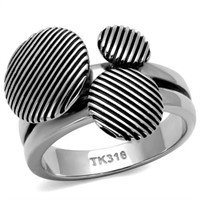Catchy High Polished Striped Buttons Ring