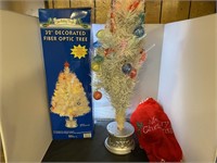 Unused Fiber Optic Christmas Tree with Tree Skirt