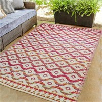 6X9 ft Boho Pet Friendly Plastic Straw Area Rug