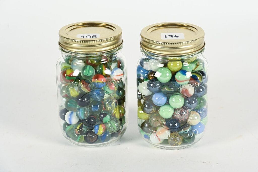 2 PINT JARS OF MARBLES