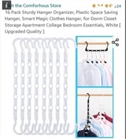 16pcs Pack Sturdy Hanger Organizer, Plastic Space