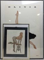 (4) Erotic Pin Up Art Prints, Olivia De Berardinis