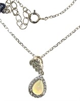 Genuine Pear Cut White Opal Designer Necklace