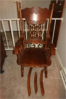Antique Pattern Back Rocking Chair As Is