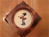 Small Hummel Plate in Wood Frame