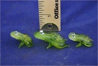 Lot of 3 Art Glass Frogs