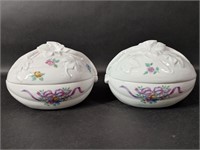 Two Vintage Charles Revson Floral Jars