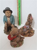 3 Pcs Vintage Figurines-Old Man, Rabbit & More