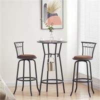 MEGOIVARTEN 3pc Pub Set  Swivel Stools  Round