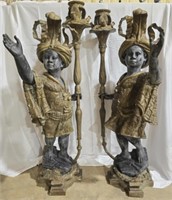 Lifesize Pair Italian Blackamoors Baroque Bronze