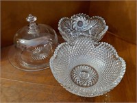 Elegant Crystal Plate W/ Dome & Bowls