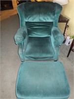 Vintage Green Arm Chair & Ottoman