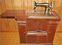 Singer Treadle Sewing Machine In Cabinet
