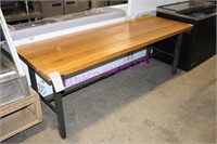 5X, 80"X28" SOLID WOOD TABLES W/METAL BASE *NOTES*