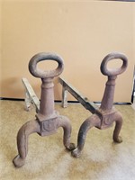 Cast  iron fire dogs