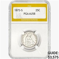 1873-S Seated Liberty Quarter PGA AU58