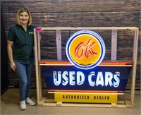 Large Chevrolet OK Used Cars Neon Sign In Crate