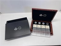 4 .9999 fine silver coins with beautiful wood box